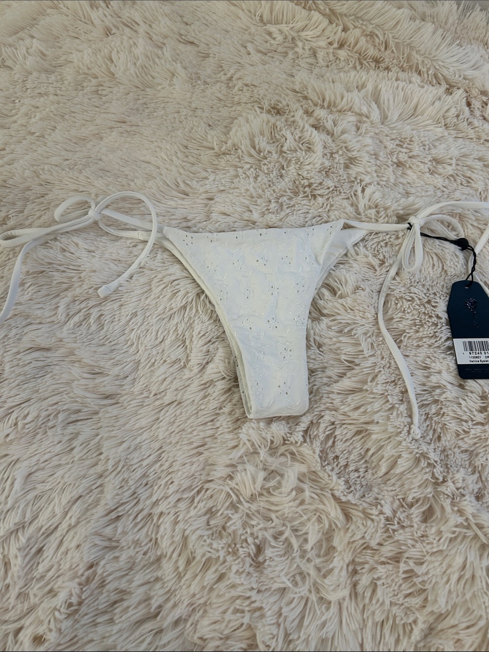 Frankie's Bikinis White Eyelet Tie-Side Bikini Bottom